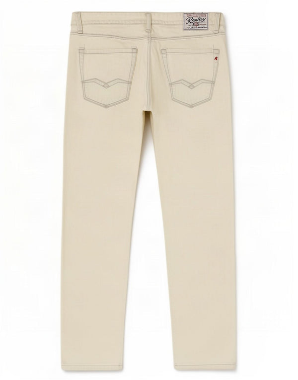Replay Mens Waitom Straight Jeans W31 L34 Off White Cotton
