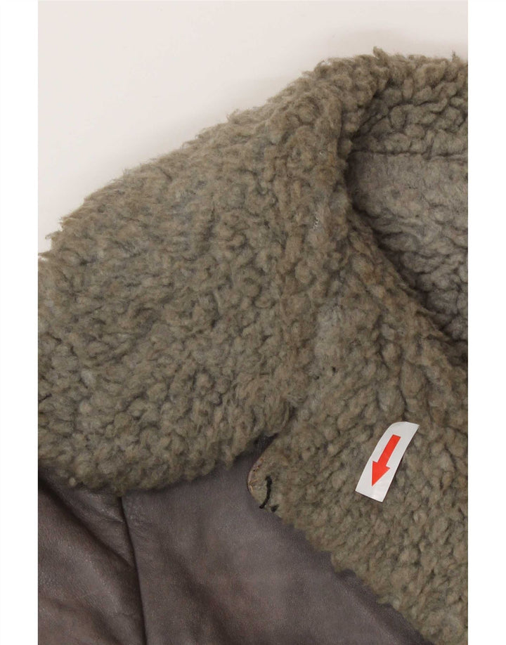 Vintage Dame Shearling Jacket UK 10 Small Grey
