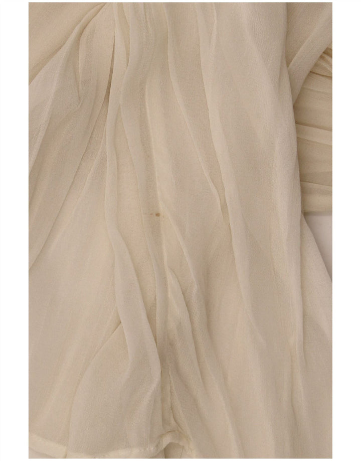 Zara Dame Oversized se Gennem Langærmet Bluse Top UK 10 Small Beige