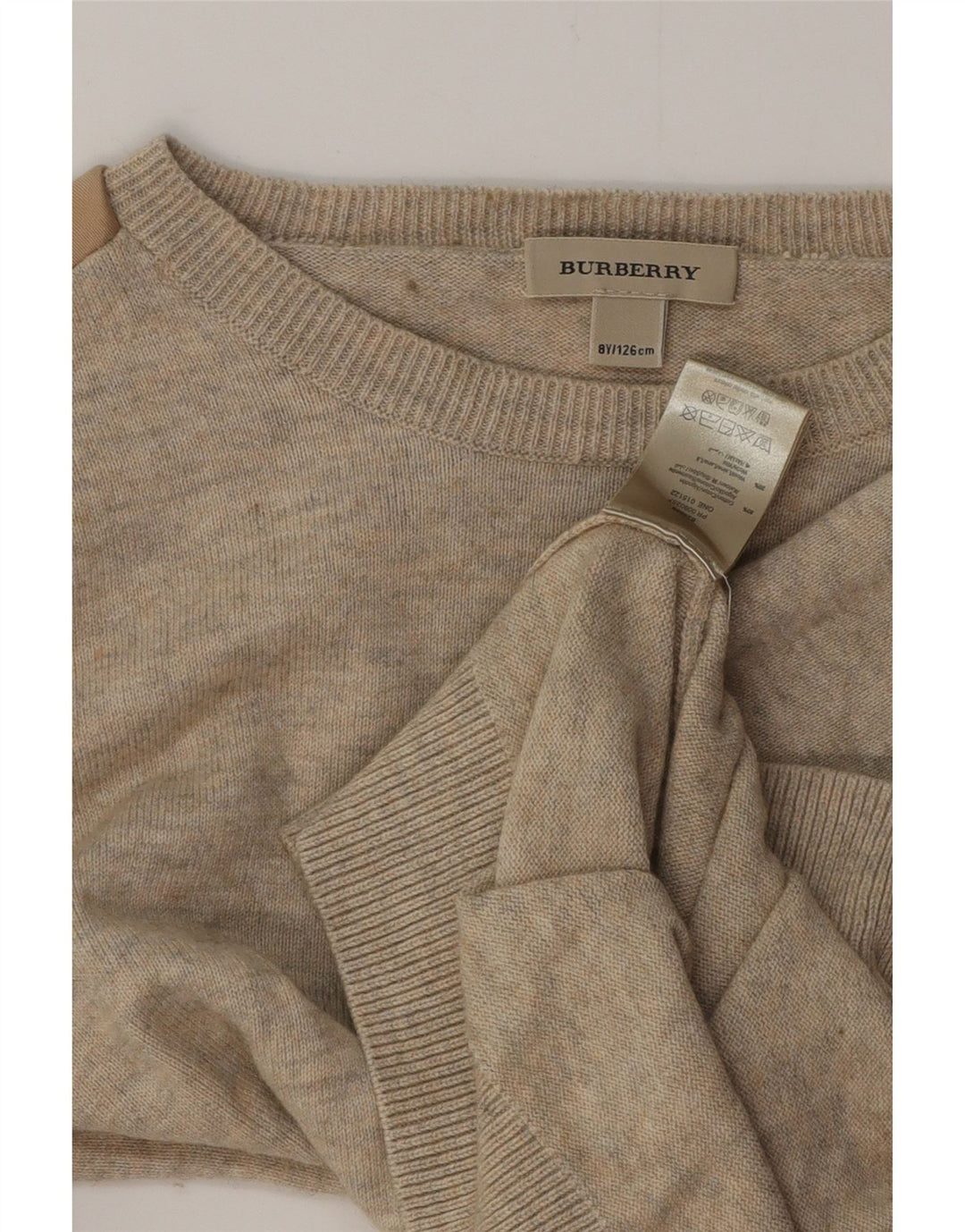 BURBERRY piger bådhals sweater 7-8 år Beige bomuld