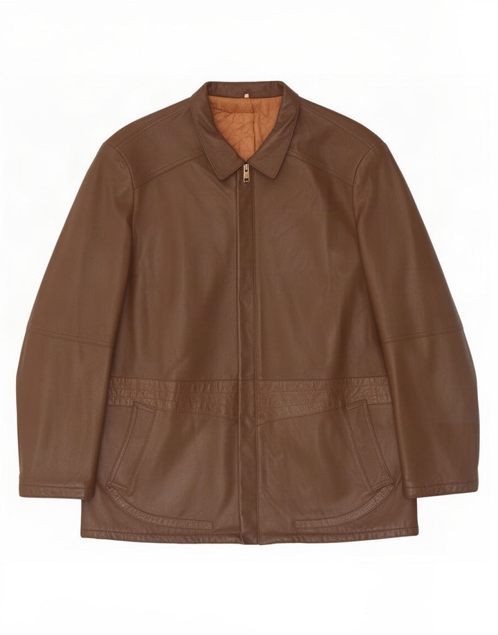 Vintage herre læderjakke IT 56 3XL Brun