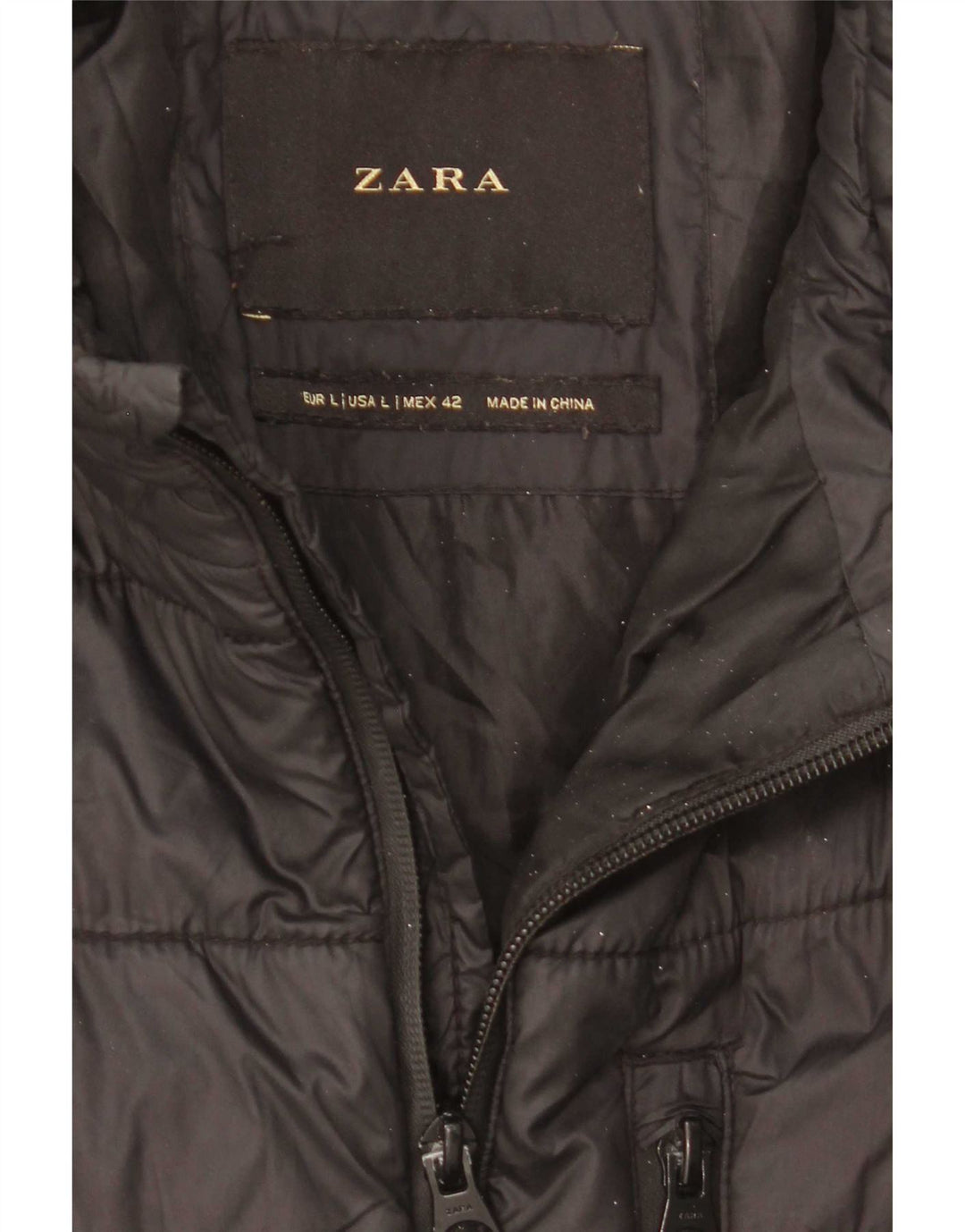 Zara Polstret Herrejakke UK 40 Stor Sort Polyamid
