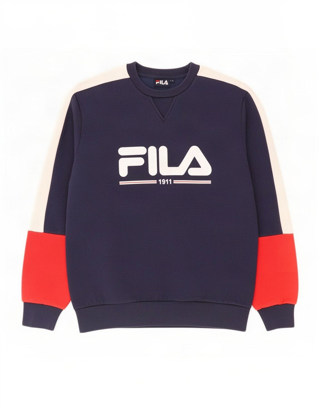 Fila Herre grafisk sweatshirt Jumper Medium Marineblå Colourblock Bomuld