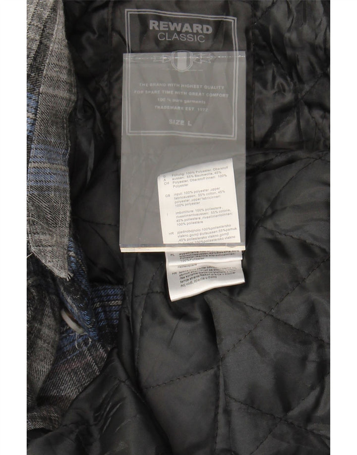 REWARD Mens Lumberjack Flannel Shirt Large Grey Check Cotton Vintage Reward and Second-Hand Reward from Messina Hembry 