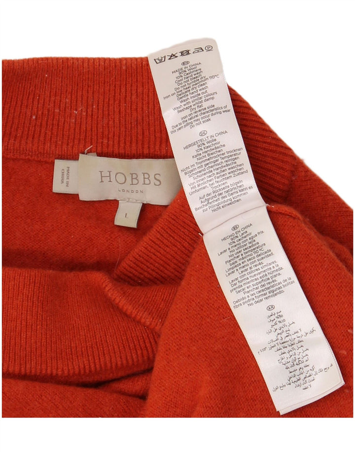 Hobbs Womens Crop Turtle Neck Sweater UK 16 Large Orange Wool