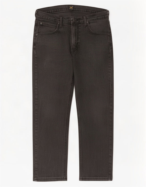 Lee Mens Daren Zip Fly Cropped Straight Jeans W33 L25 Sort Bomuld