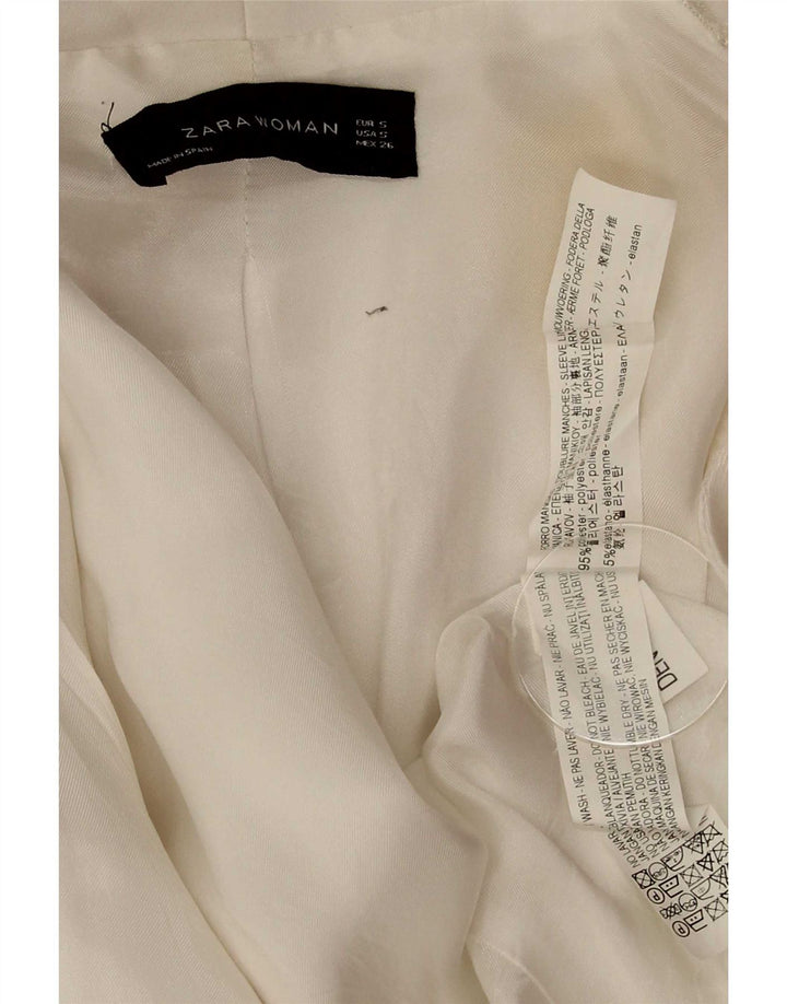 Zara Dame 3/4-ærmet blazerjakke UK 10 Small White Polyester