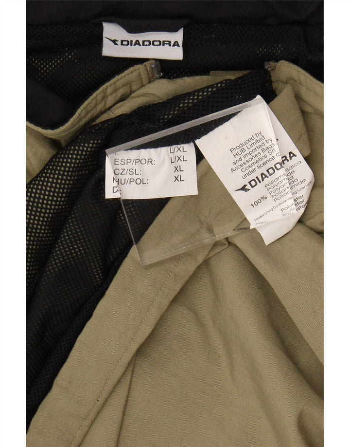 DIADORA Mens Hooded Rain Jacket UK 40 Large Khaki Polyamide