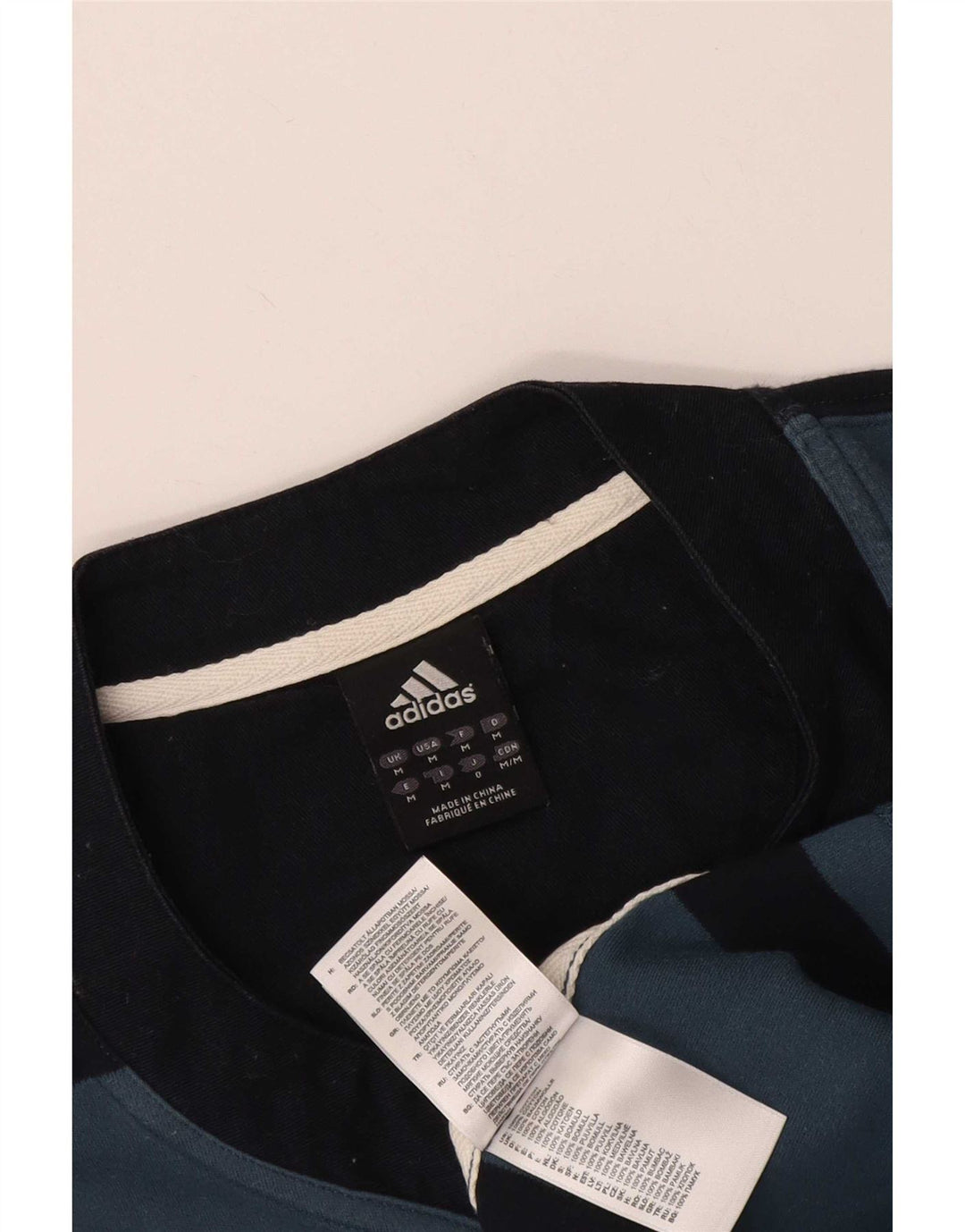 Adidas herre T-shirt top mellemblå stribet bomuld