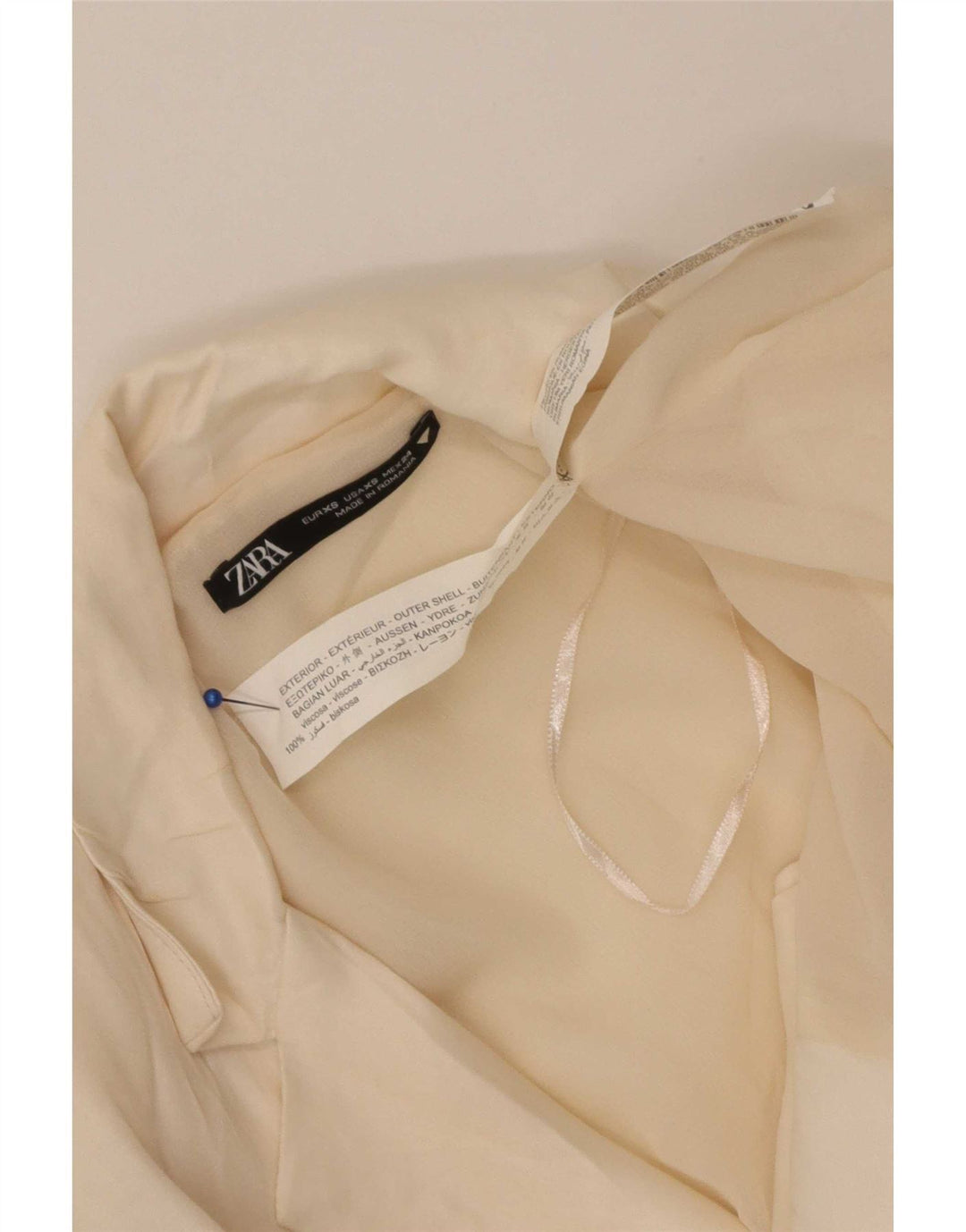 Zara Dame Overfrakke UK 6 XS Off White Viscose