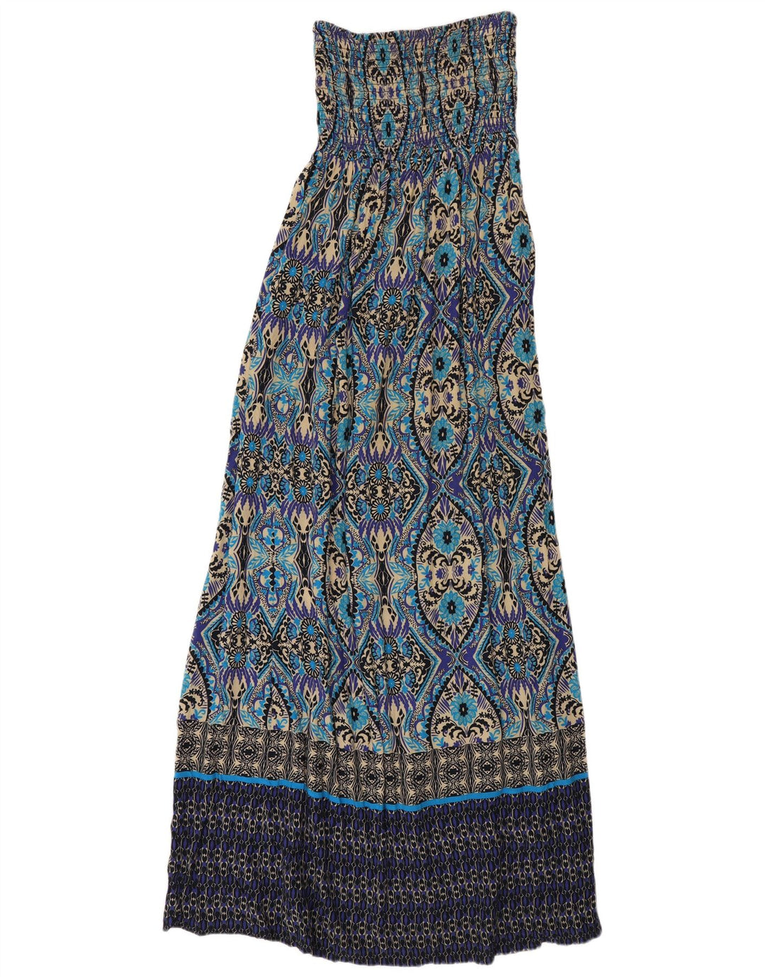 Monsoon Dame Stropløs Maxi Kjole UK 8 Small Multicolored Paisley