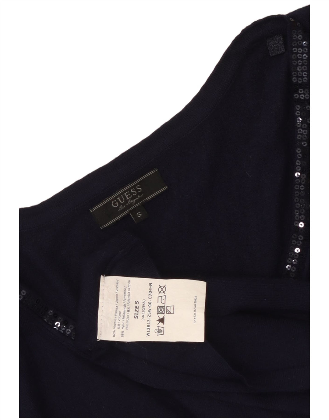 Guess Dametop Langærmet UK 10 Small Navy Blue Viscose