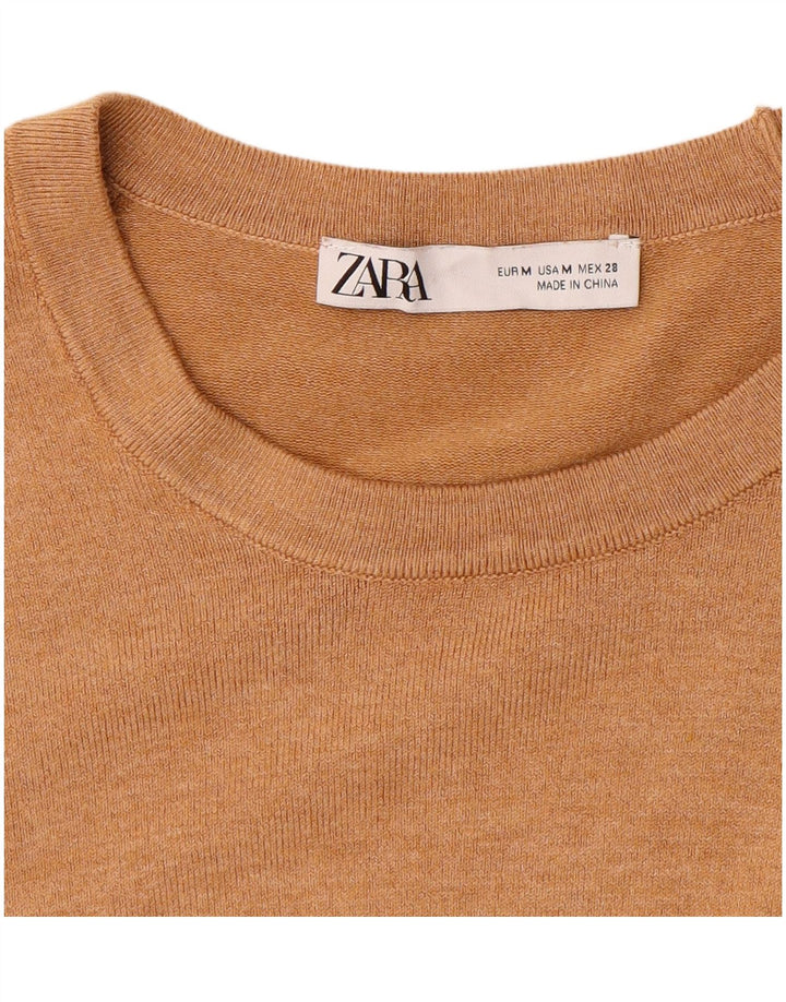 Zara Dame Boat Neck Jumper Sweater UK 12 Medium Beige