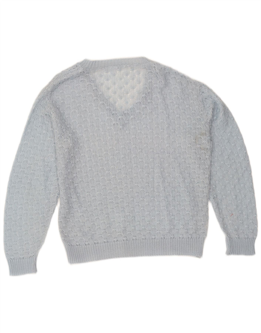Vintage Dame V-hals sweater UK 14 Medium Blue