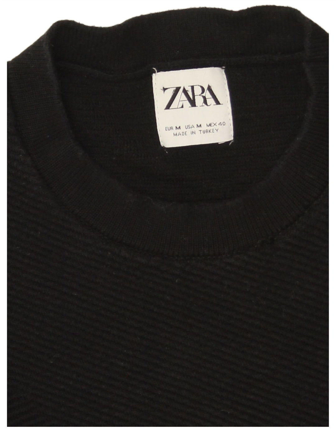 Zara Herre sweater med rund hals, medium sort bomuld