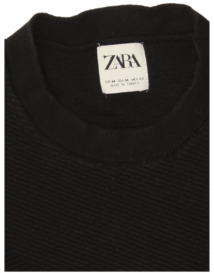 Zara Herre sweater med rund hals, medium sort bomuld