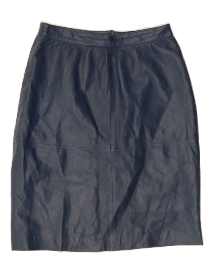 VINTAGE Womens Leather Skirt IT 44 Medium W28 Navy Blue Vintage Vintage and Second-Hand Vintage from Messina Hembry 