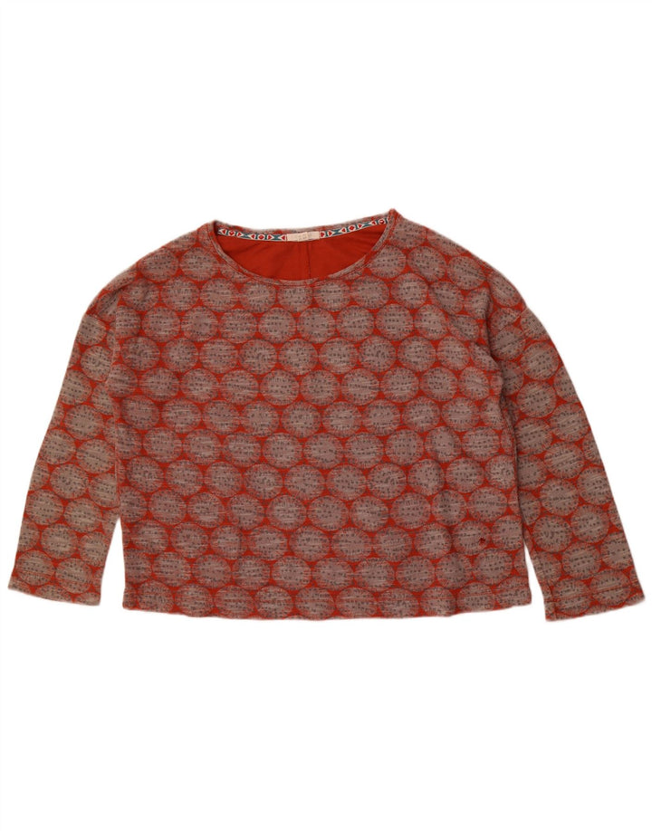 White Stuff Womens Crop Top Langærmet UK 12 Medium Rød Geometrisk