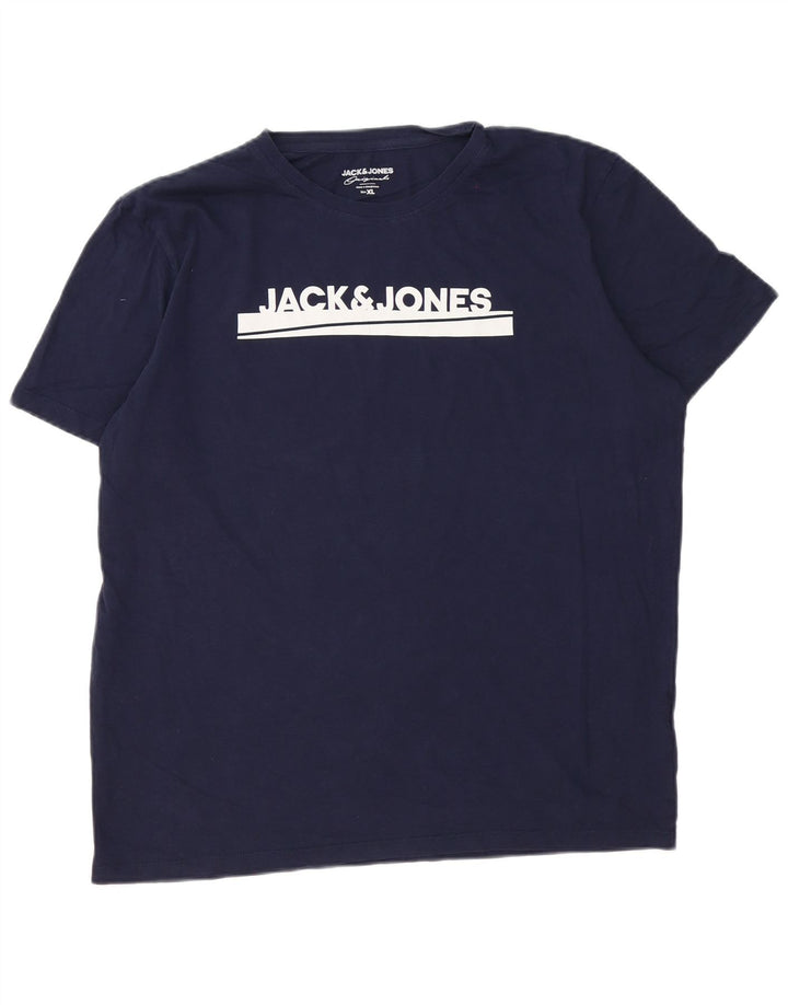 Jack & Jones Herre grafisk T-shirt top XL marineblå