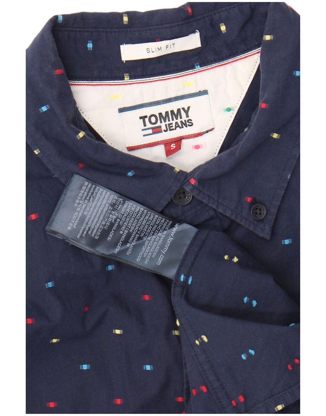 TOMMY HILFIGER Slim Fit skjorte til mænd, lille marineblå plettet bomuld