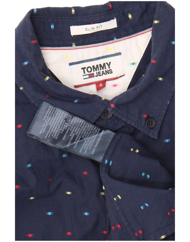 TOMMY HILFIGER Slim Fit skjorte til mænd, lille marineblå plettet bomuld