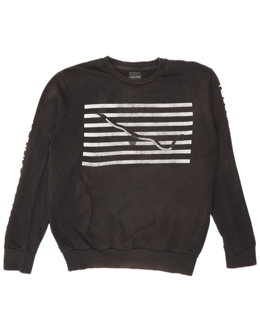 Zara Herre grafisk sweatshirt jumper lille sort