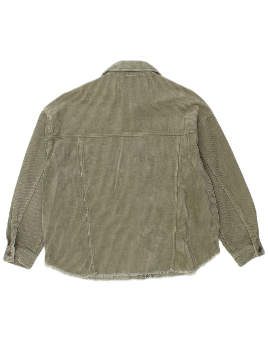 ZARA Dame Loose Fit Overshirt Corduroy Skjorte UK 6 XS Grøn Bomuld