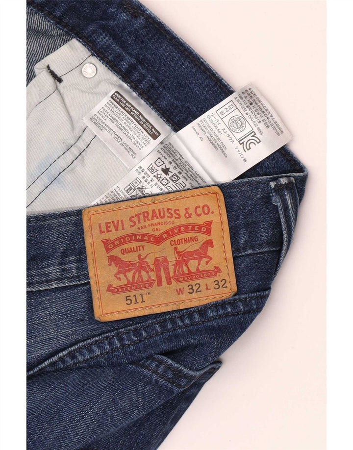 Levi's Herre 511 Distressed Slim Tapered Jeans W32 L32 Blå Bomuld