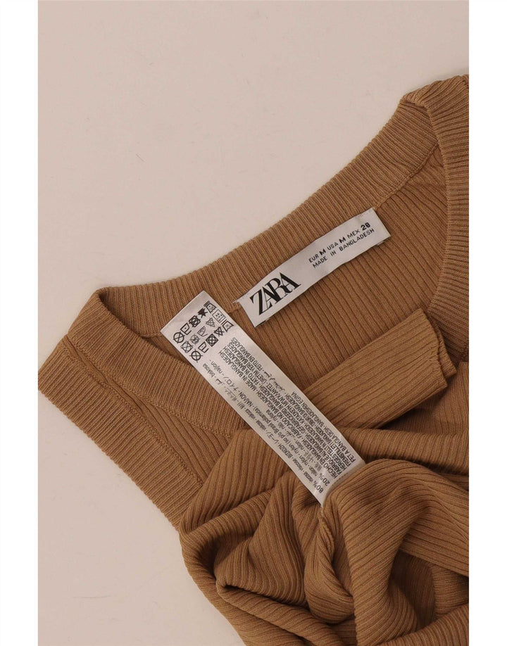 Zara Damevest Top UK 12 Medium Brun Viscose