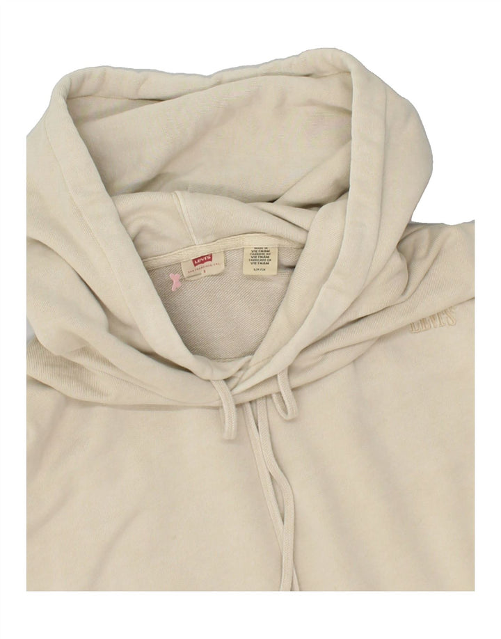 LEVI'S Womens Oversized Hoodie Jumper UK 10 Small Beige Cotton Vintage Levi's and Second-Hand Levi's from Messina Hembry 
