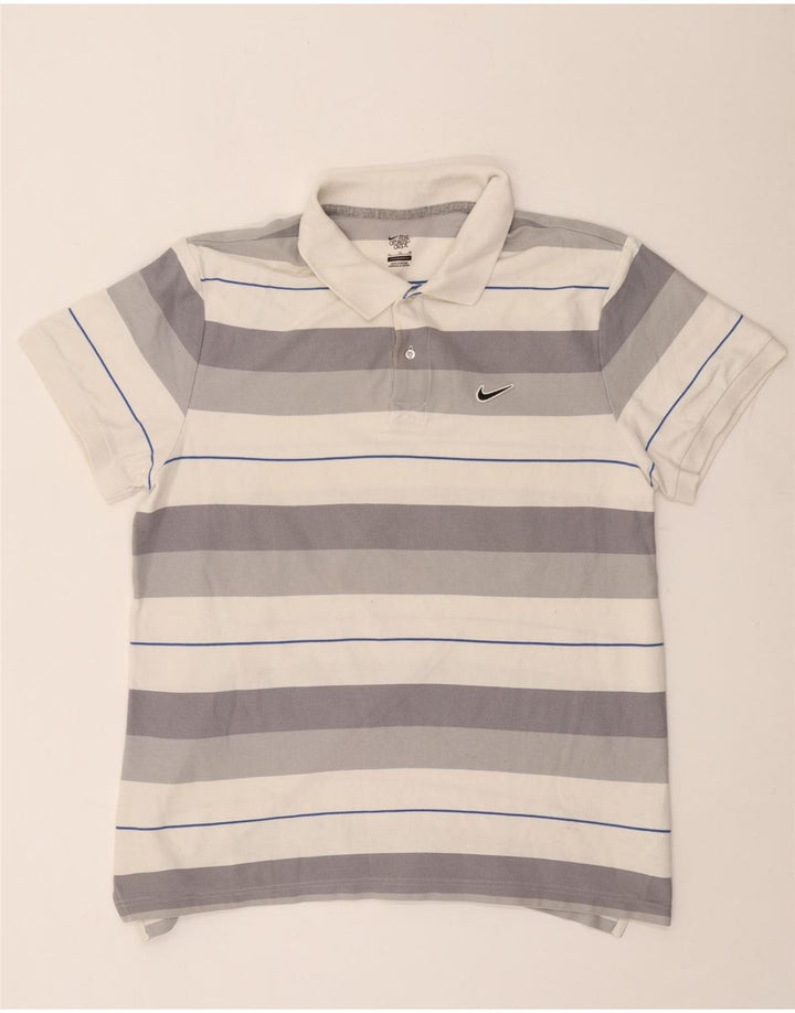Nike herre poloshirt XL gråstribet bomuld