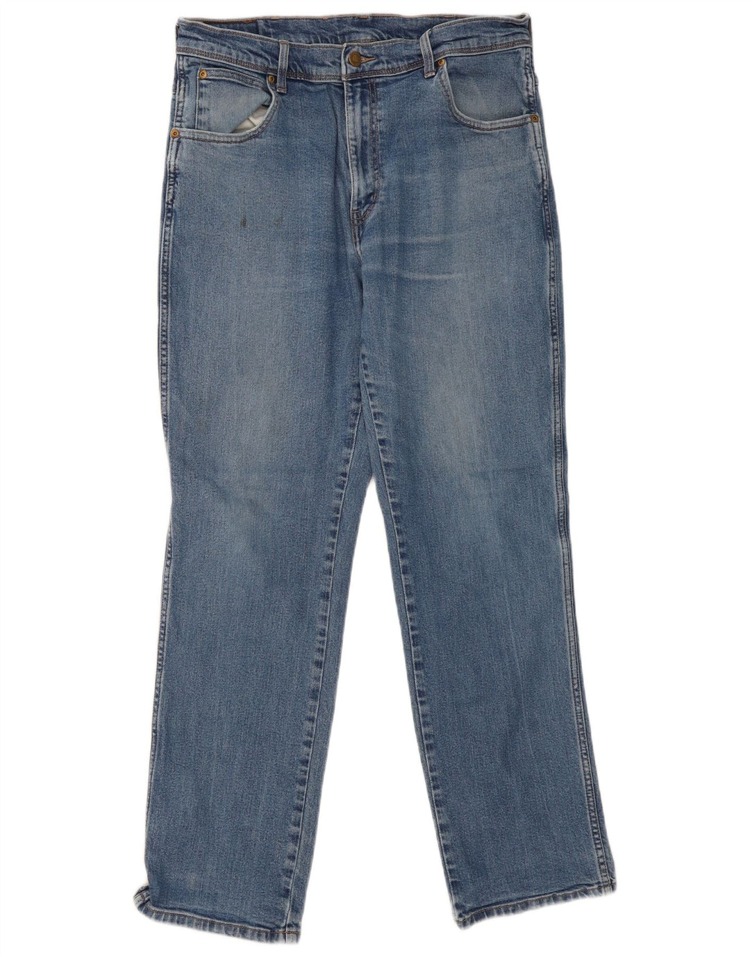 Wrangler Herre Regular Fit Straight Jeans W36 L32 Blå Bomuld