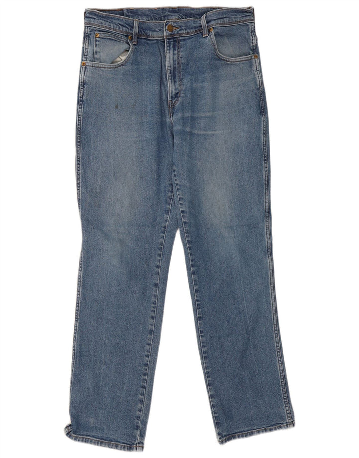 Wrangler Herre Regular Fit Straight Jeans W36 L32 Blå Bomuld