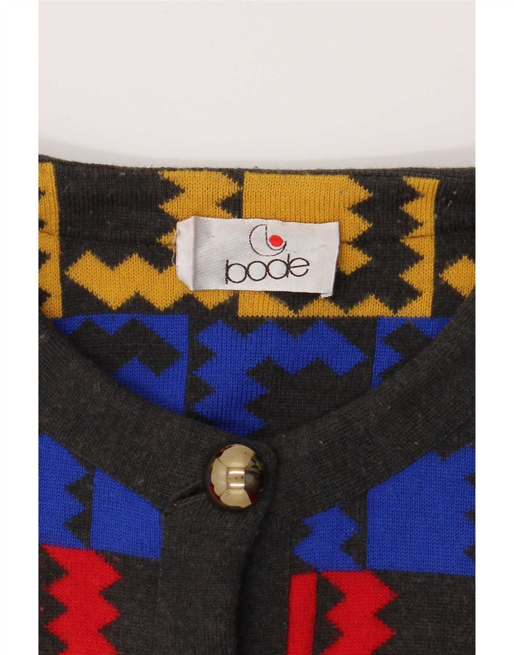 Bode Womens Crop Cardigan Sweater UK 14 Medium Multicolored Geometric