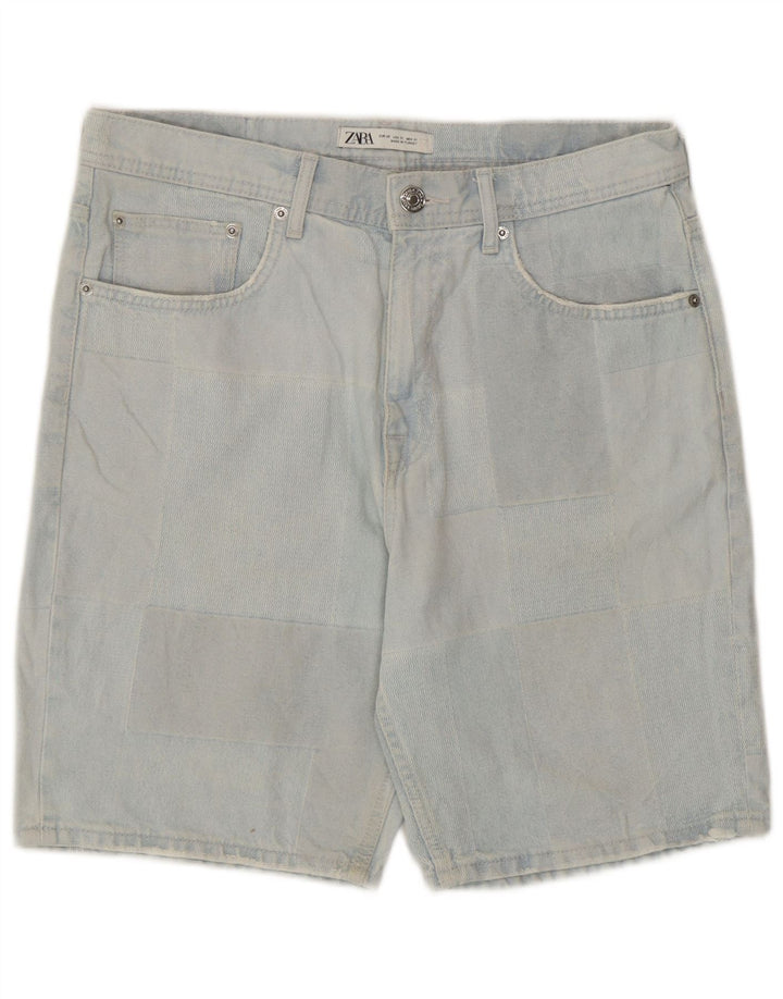 Zara Herre Denim Shorts EU 40 Medium W31 Blå Patchwork Bomuld