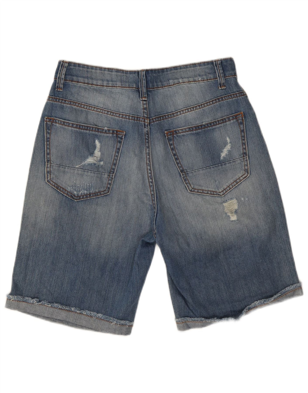 BENETTON Distressed denimshorts til kvinder W27 Små blå bomuld