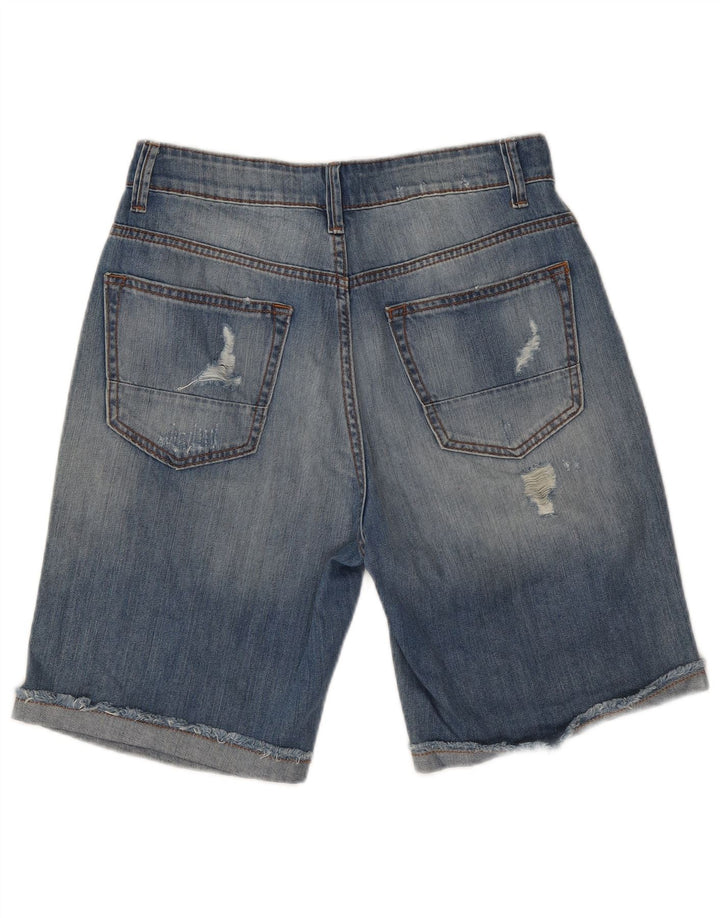 BENETTON Distressed denimshorts til kvinder W27 Små blå bomuld