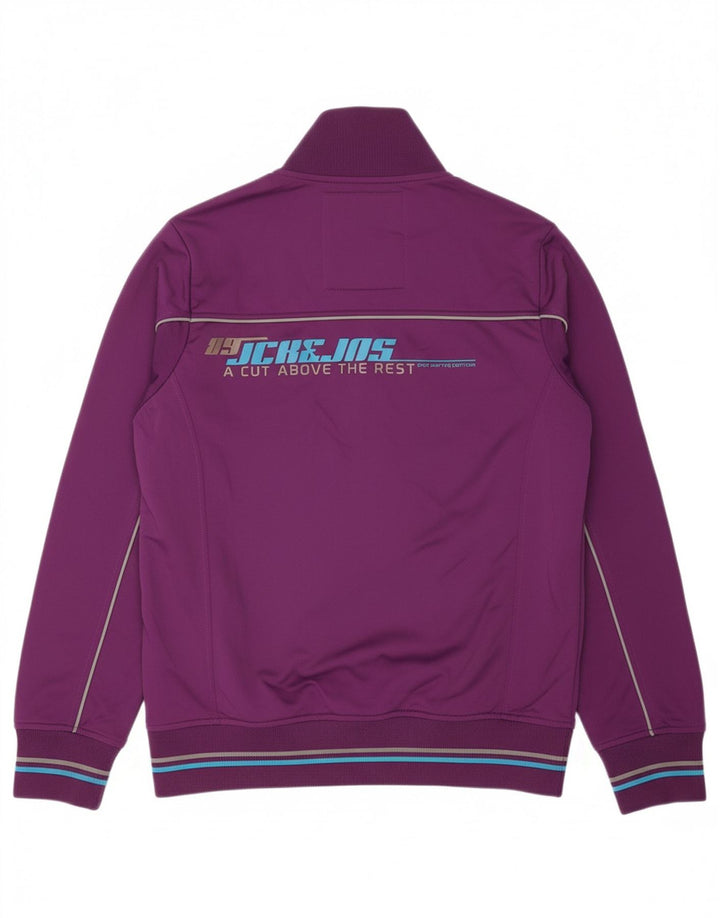 JACK & JONES Mens Graphic Tracksuit Top Jacket Large Purple Polyester