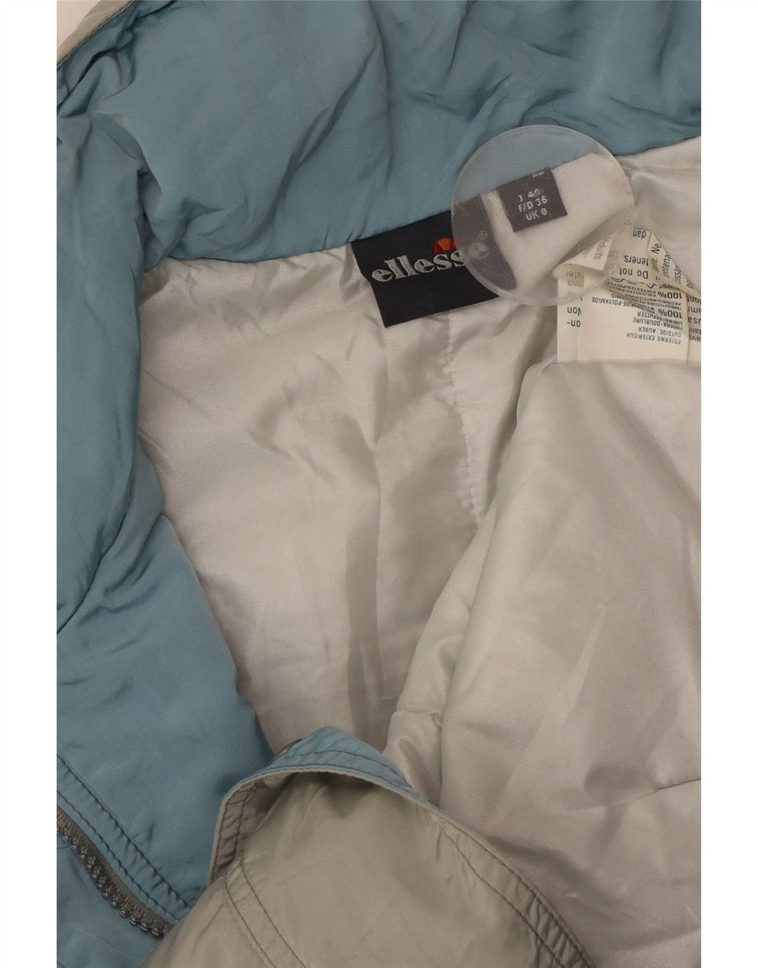 Ellesse Dame Oversized hættepolstret jakke UK 8 Lille grå polyamid