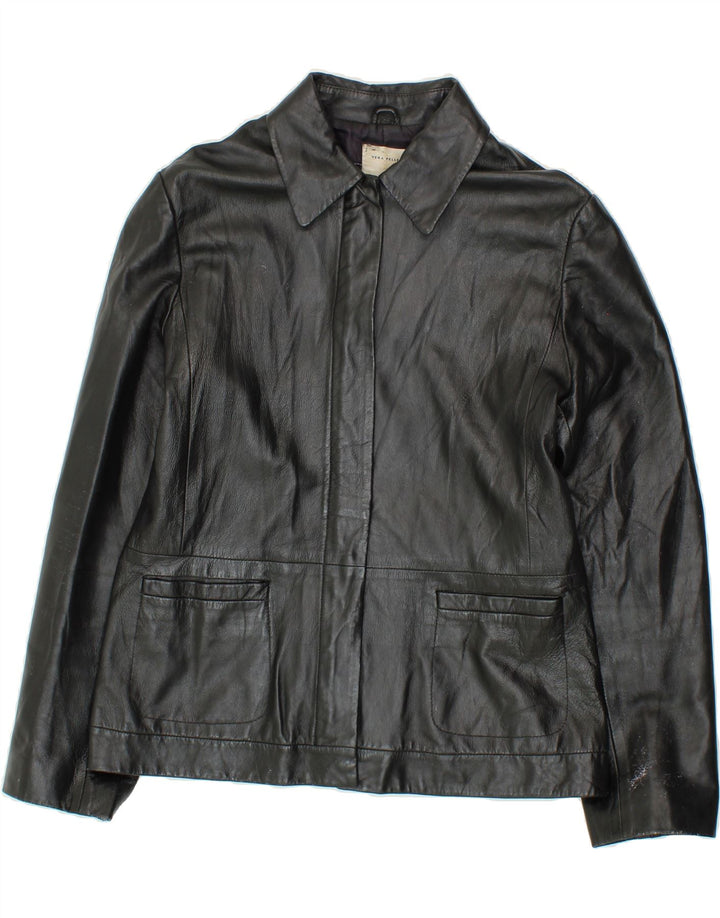 CONBIPEL Womens Leather Jacket IT 46 Large Black Leather Vintage Conbipel and Second-Hand Conbipel from Messina Hembry 