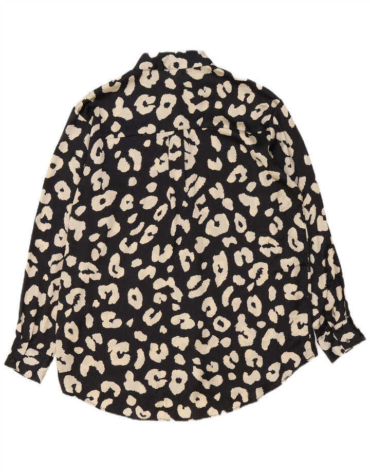 Zara skjortebluse til kvinder UK 14 Medium Black Animal Print Polyester