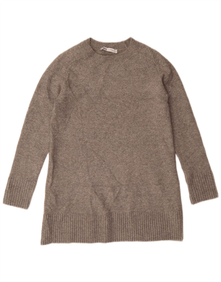 Zara Dame Oversized Jumper Sweater UK 10 Small Grey Polyester