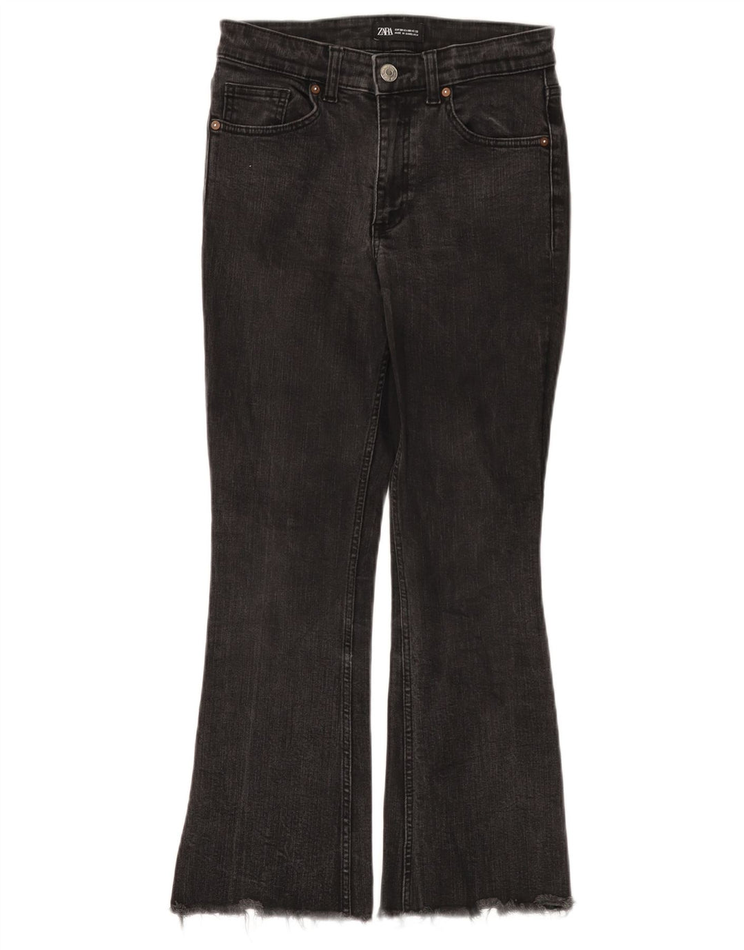 ZARA Dame Flared Jeans EU 38 Small W28 L25 Sort Bomuld
