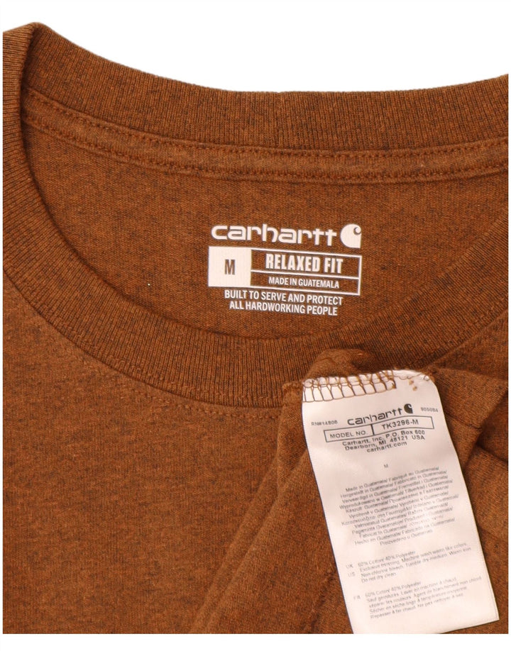 CARHARTT Herre Relaxed Fit T-Shirt Top Medium Brun Flecked Bomuld