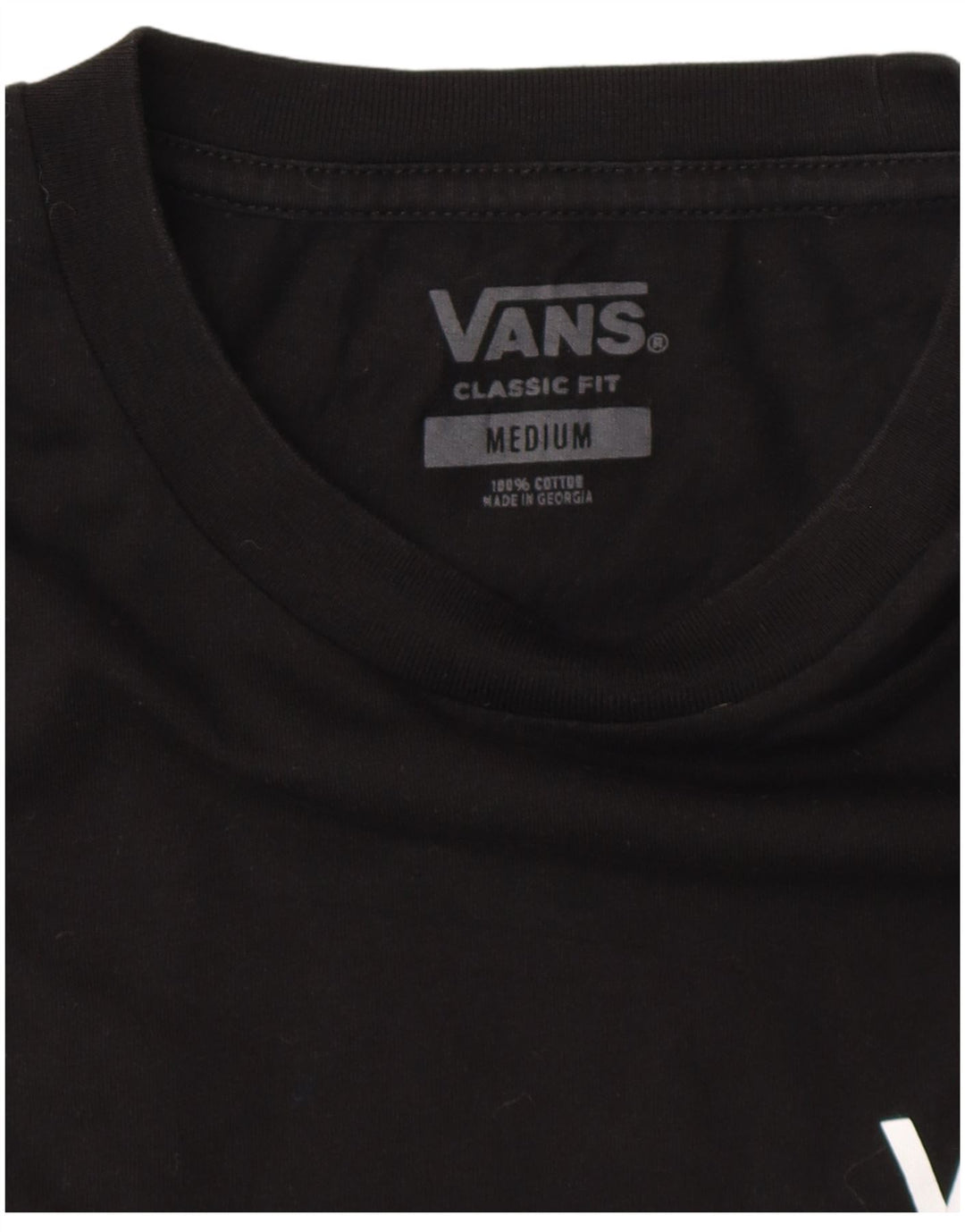 VANS Herre Classic Fit Grafisk T-Shirt Top Medium Sort Bomuld