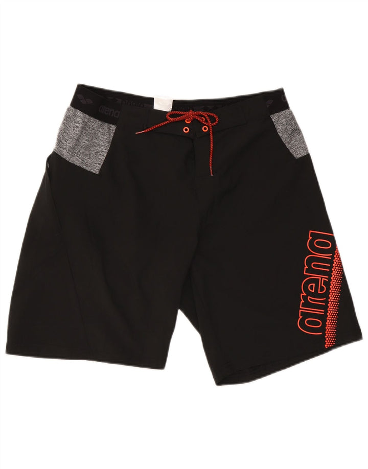 Arena Herre grafiske svømmeshorts Medium Sort Colourblock Polyester