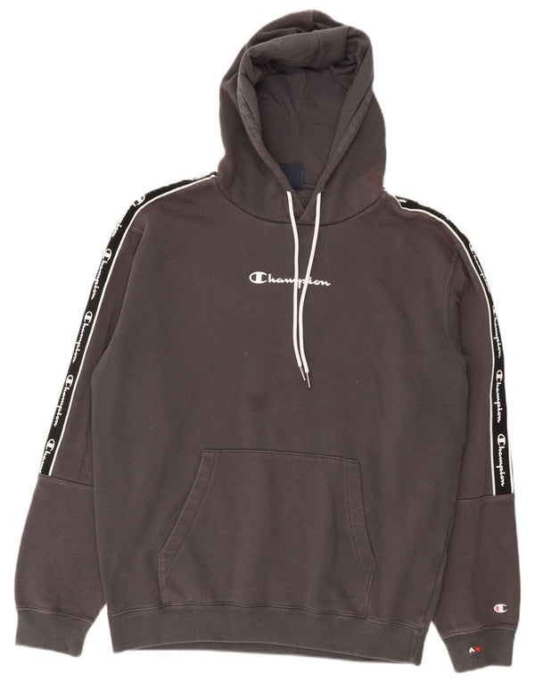 Champion Herre grafisk hættetrøje Jumper Large Grå Colourblock Bomuld