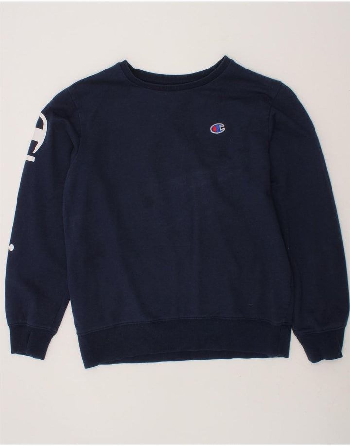 CHAMPION Boys Graphic Sweatshirt Jumper 9-10 Years Medium Navy Blue Cotton Vintage Champion and Second-Hand Champion from Messina Hembry 