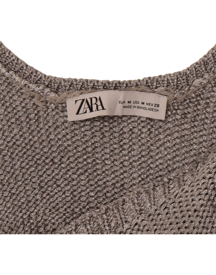 ZARA Womens Knit Cami Top UK 12 Medium Grey Polyester Vintage Zara and Second-Hand Zara from Messina Hembry 