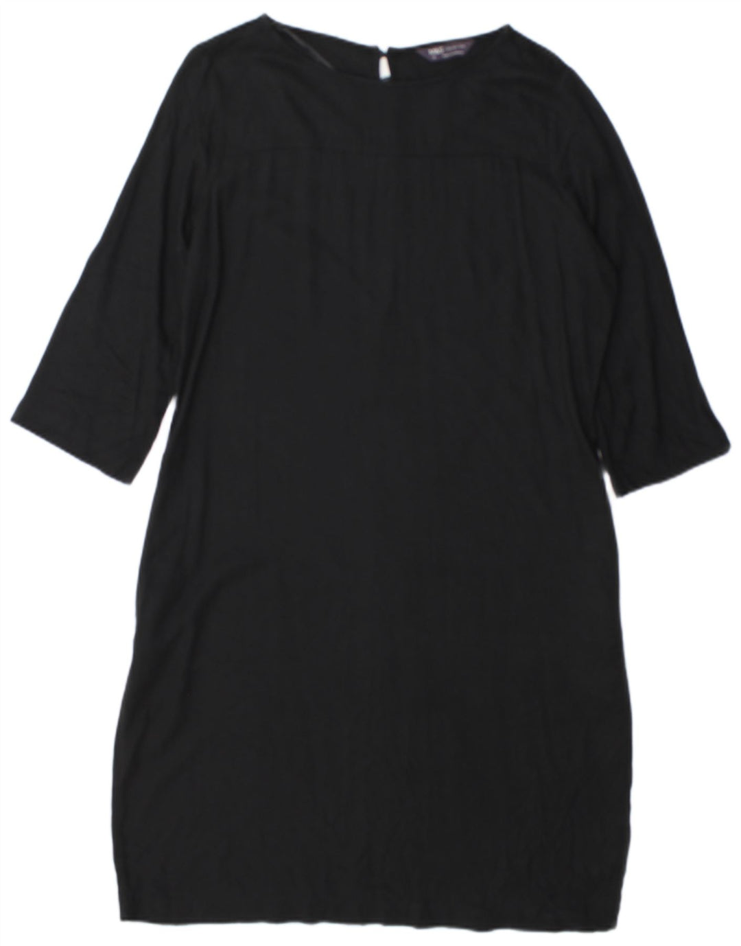 Marks & Spencer Dame 3/4-ærmet Shift Dress UK 12 Medium Black Viscose